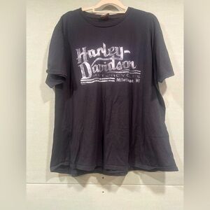 Harley-Davidson Men's Black Tee with white distressed Logo